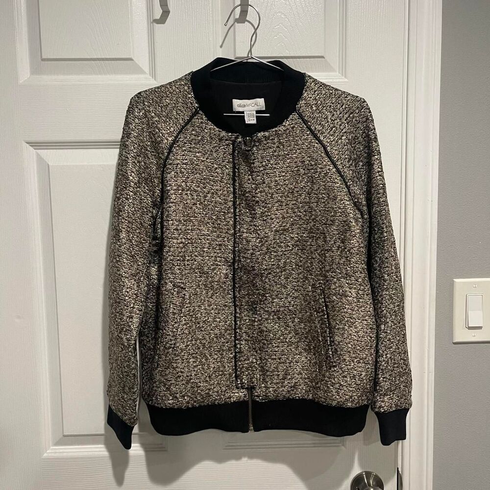 Alice McCall black and gold tweed bomber jacket - Picture 2 of 5